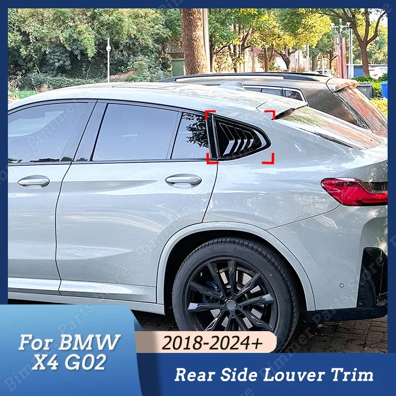 

Car Rear Side Louver Window Vent Shutter Trim Sticker Auto Exterior Accessories Gloss Black ABS For BMW X4 G02 2018-2024+