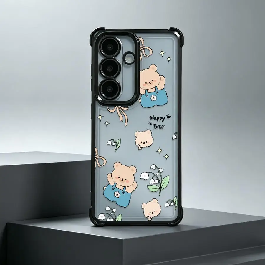 Bear And Bow Pattern Print Phone Cover Case for Samsung Galaxy A23 A51 A07 A53 A14 A04 A73 A13 A33 A50 A16 A06 A54 A34 A24 A52