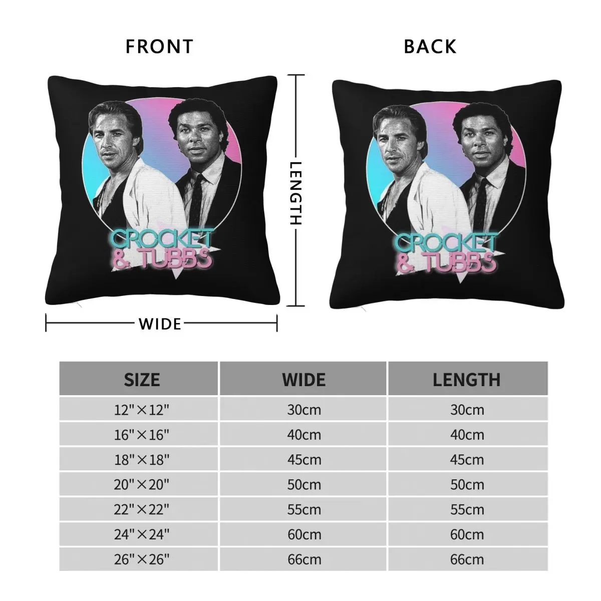 Crockett And Tubbs Miami Vice Square Pillowcase Polyester Linen Velvet Pattern Zip Decor Pillow Case Sofa Cushion Cover