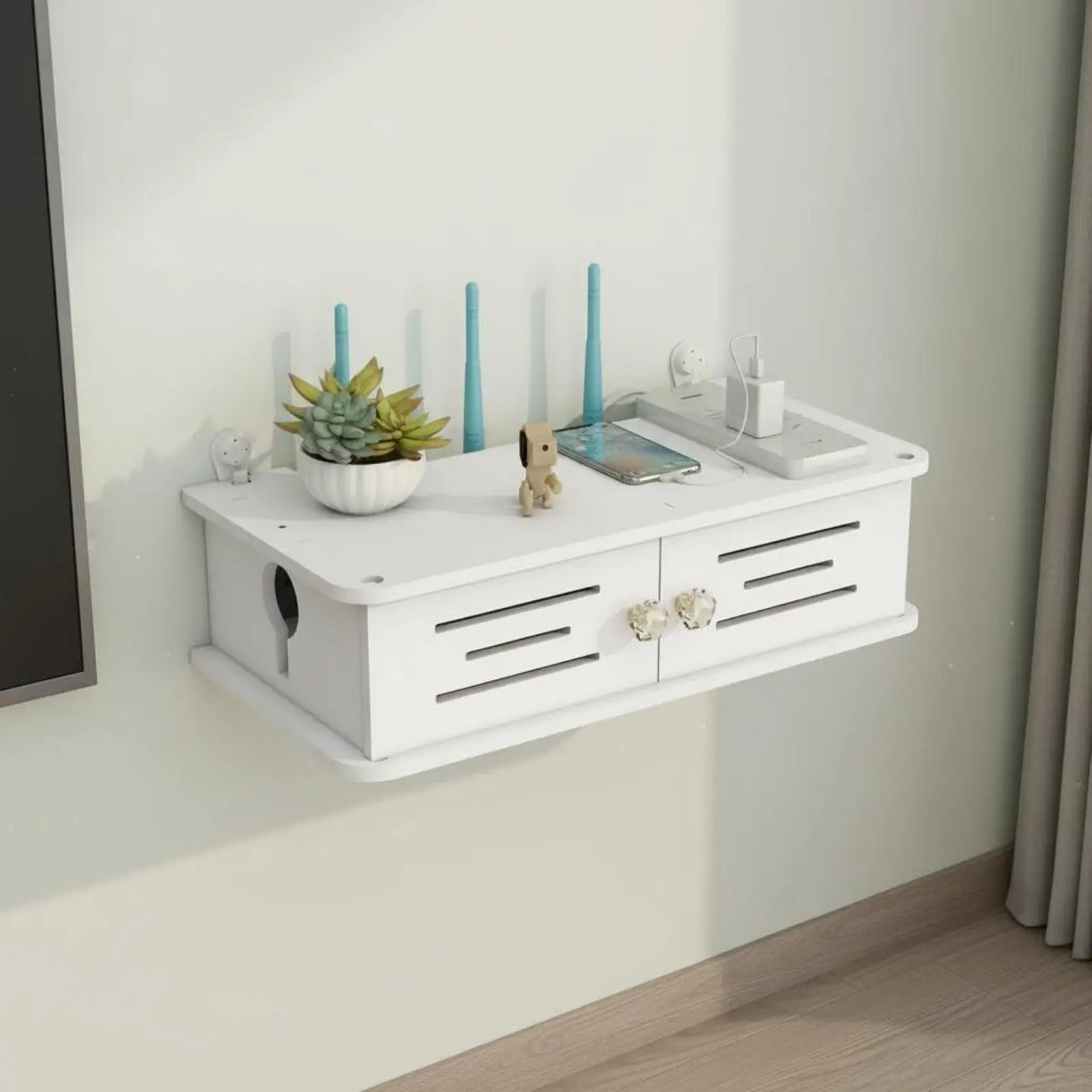 Wifi Router Storage Box Wireless Friendly Router Wall Mount Heat Dissipation