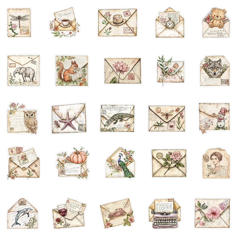 50 قطعة المغلف الرجعية الكتابة على الجدران ملصقات تذكارية حفلة دراجة نارية الغيتار المحمول الثلاجة الهاتف مذكرات جماليات الزخرفية الشارات