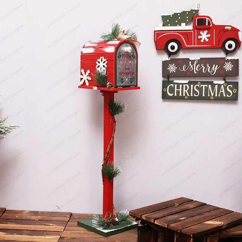 Christmas Cottage with Mailbox , Indoor Outdoor Decor for Porch Tabletop, Photography Background Prop Scene