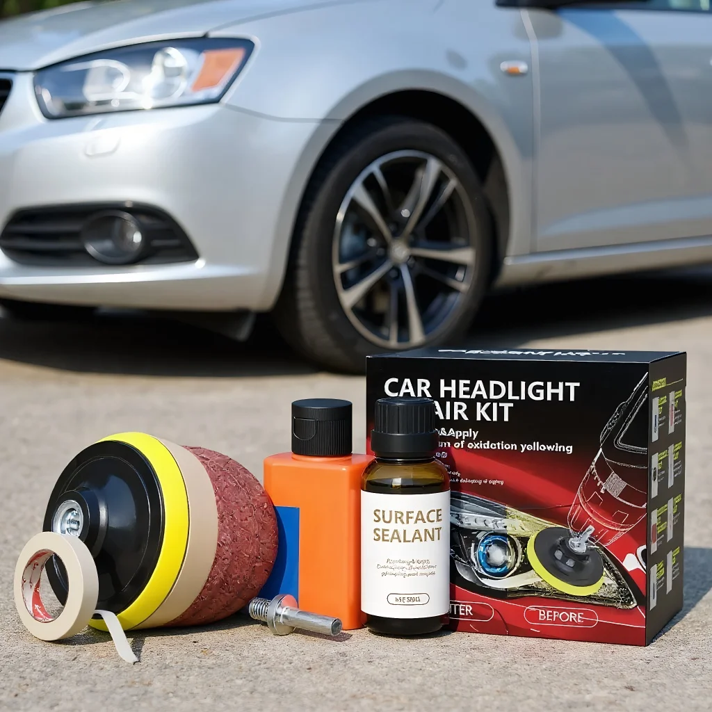 Car Headlight Restoration Kit Chemical Brightener Polishing Paste Wax Headlamp Restorer Sanding Pad