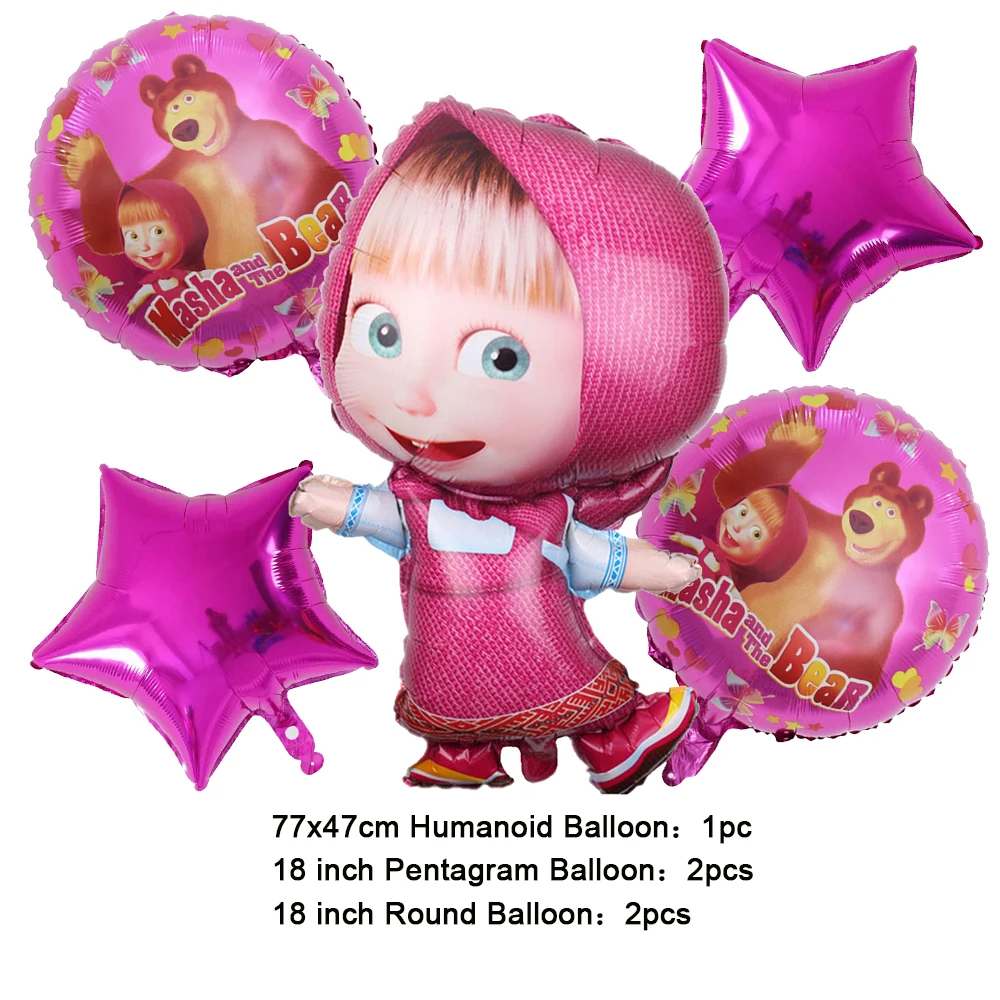 M & asha e Bear Girl tema decorazione per feste di compleanno per bambini stoviglie usa e getta piatto palloncino sfondo forniture per Baby Shower