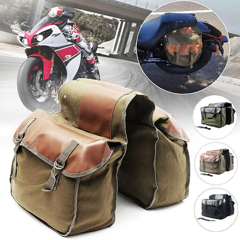 15.7'' Universal fit Motorcycle Saddle Bags Throw Over Panniers Travel Expandable Saddlebag Luggage Saddle Bag Storage