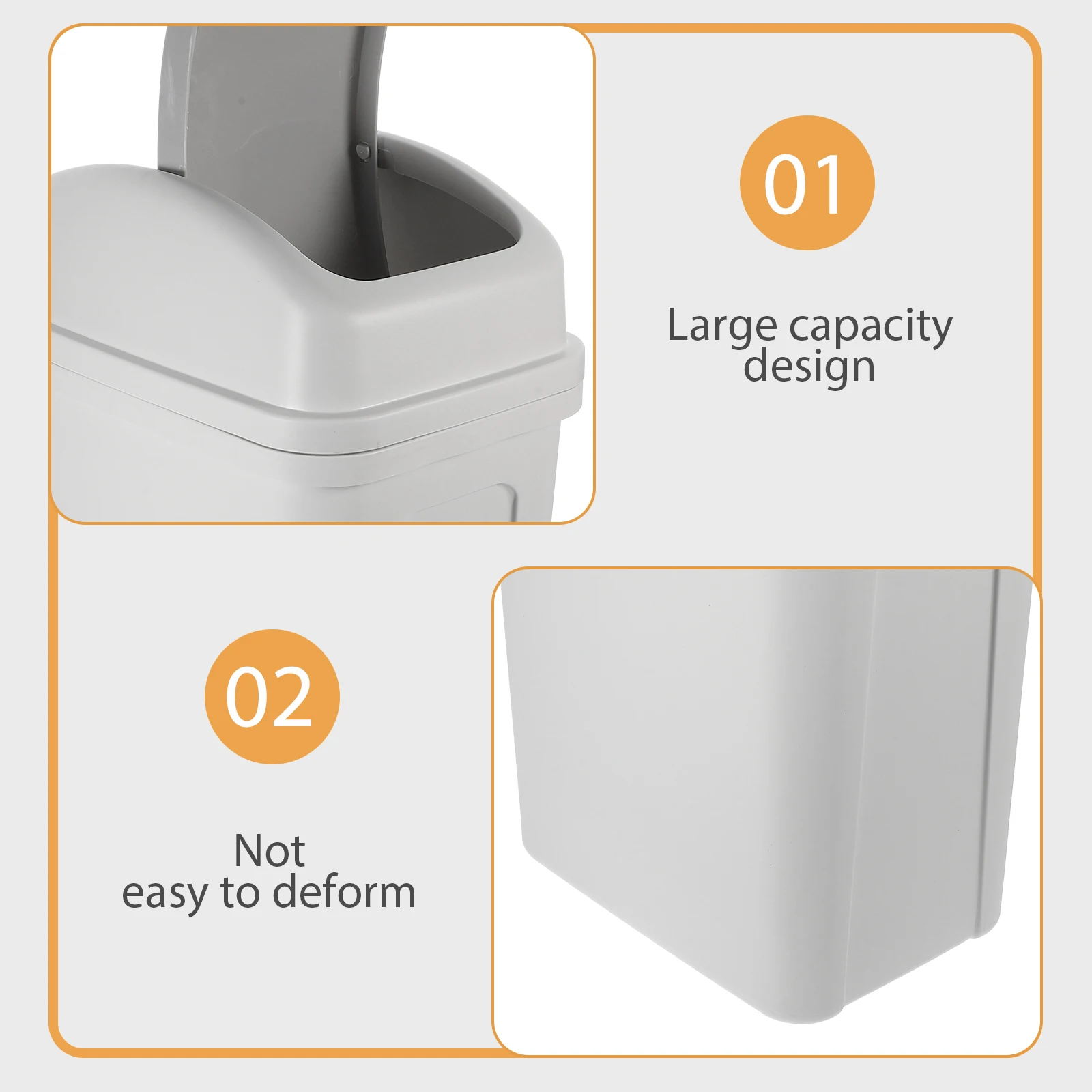

Shake Lid Trash Can with Kitchen Black Matte Bathroom Apartment Waste Bin Covered Basket