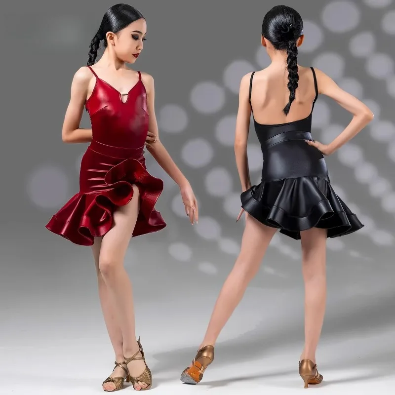 

Элитный костюм для латиноамериканских танцев для подростков: юбка на бретелях для выступлений и тренировок, коллекция 2026 года