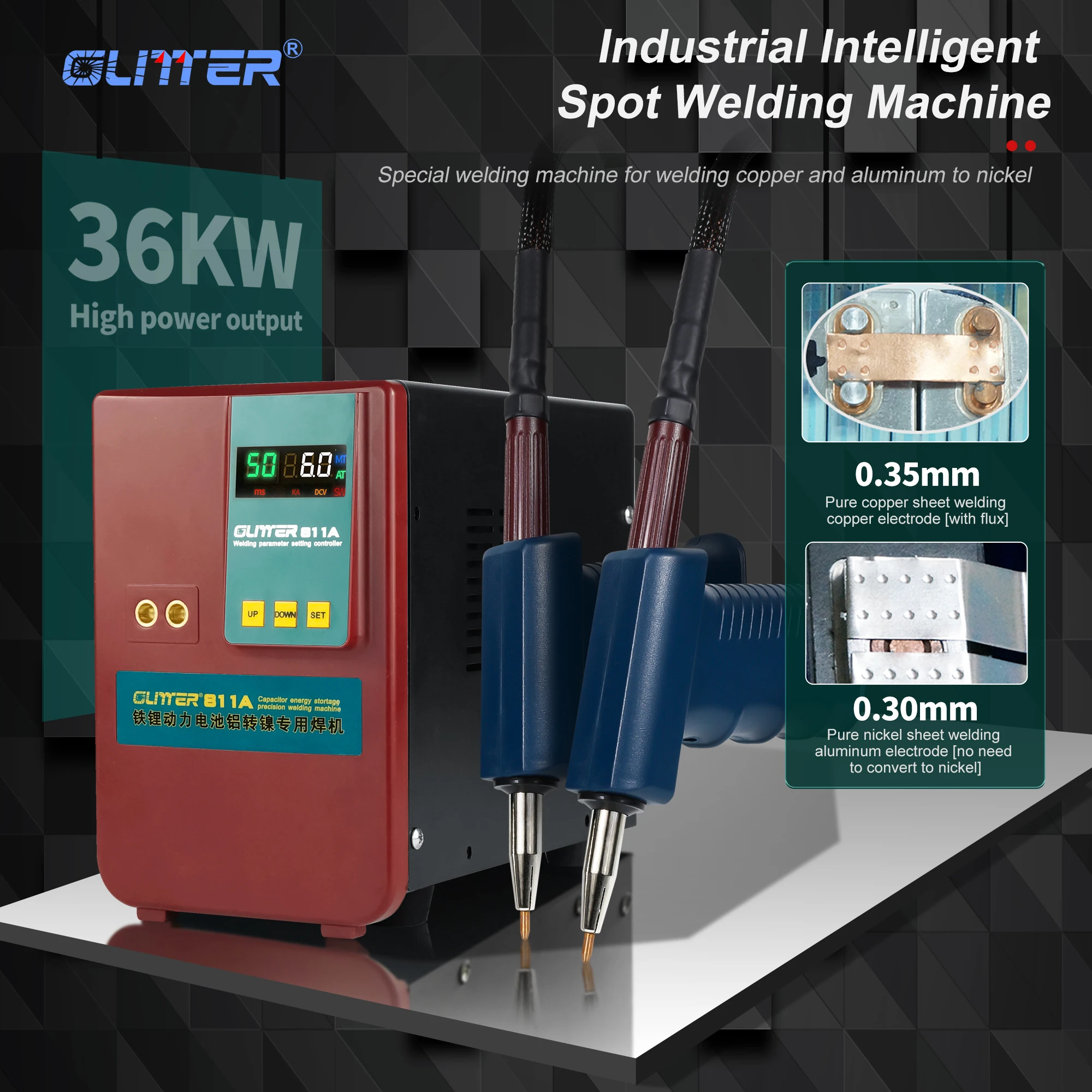 GLITTER 811A  27KW 36KW Spot Welder for Copper & Aluminum Welding, High Power Storage Battery Welder for LiFePO4 Pack Assembly