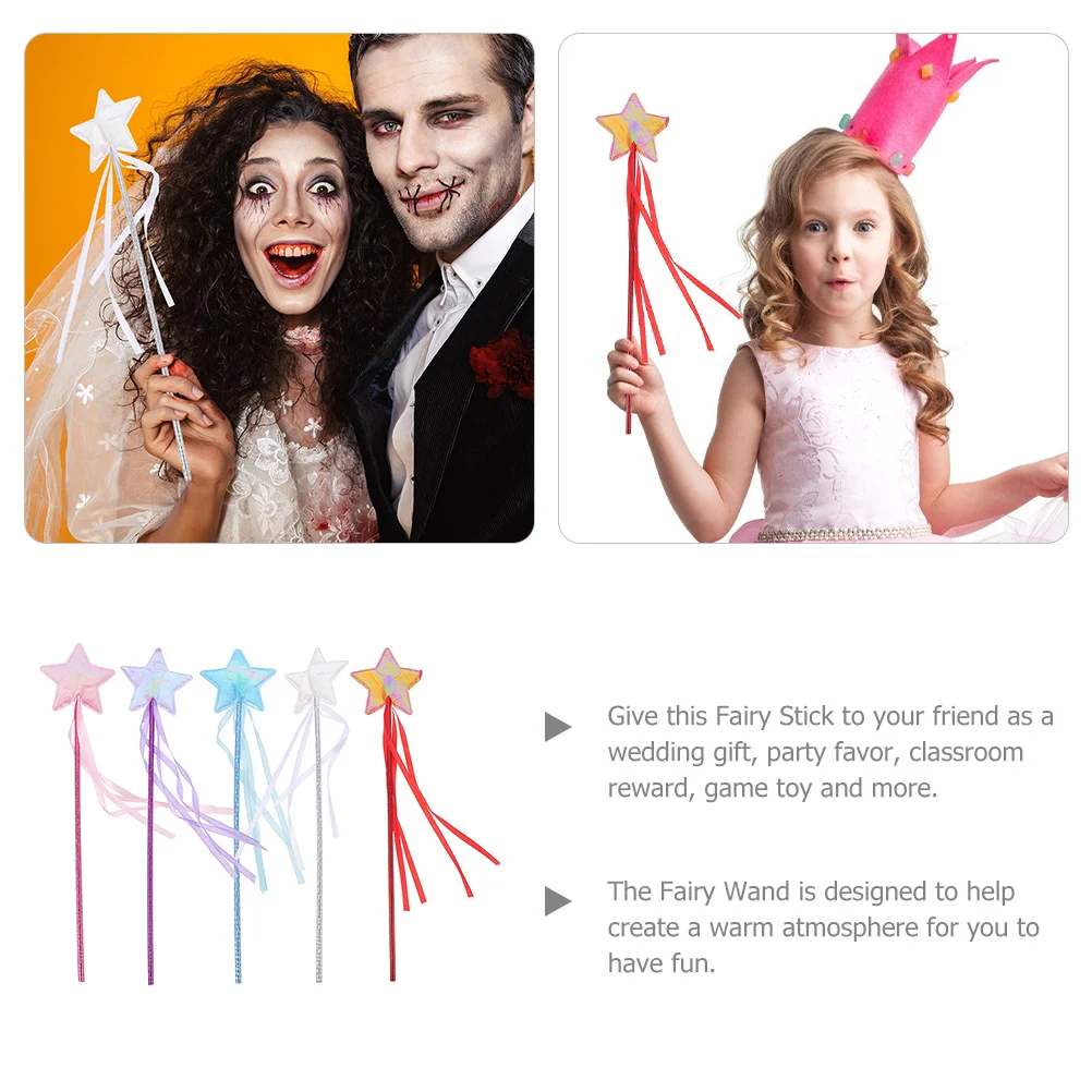 5 pezzi di bomboniere con design a nastro da fata per ragazze, cosplay, spettacoli teatrali, bastoncini da fata decorativi per spettacoli teatrali