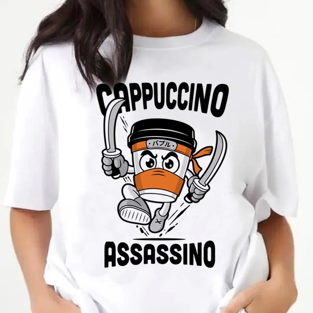 Cappuccino Assassino t shirt female grunge 80s y2k Psychedelic shirt harajuku japan cute emo gyaru