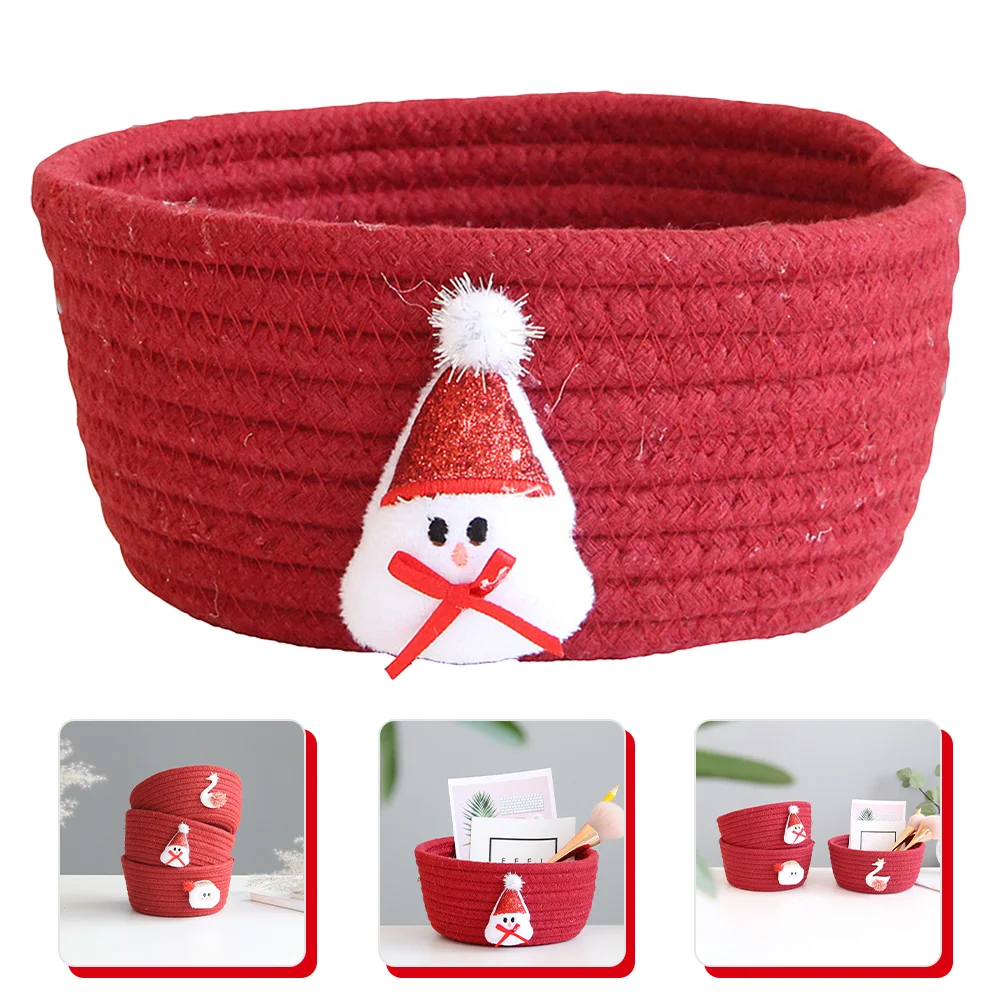 

Storage Box Small Basket Woven Gift Baskets Rope Empty for Organizing Red Christmas Nursery Organizers and