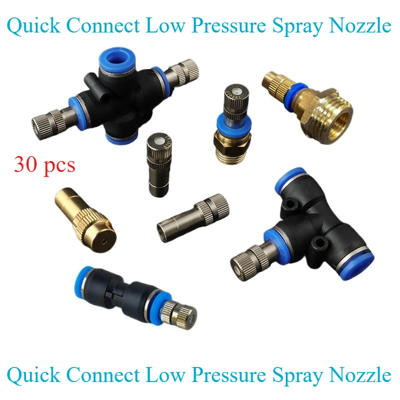 30 pcs Quick Connect Low Pressure Ultra-Fine Mist Nozzle, Dust Suppression Sprayer for Greenhouse & Garden Watering