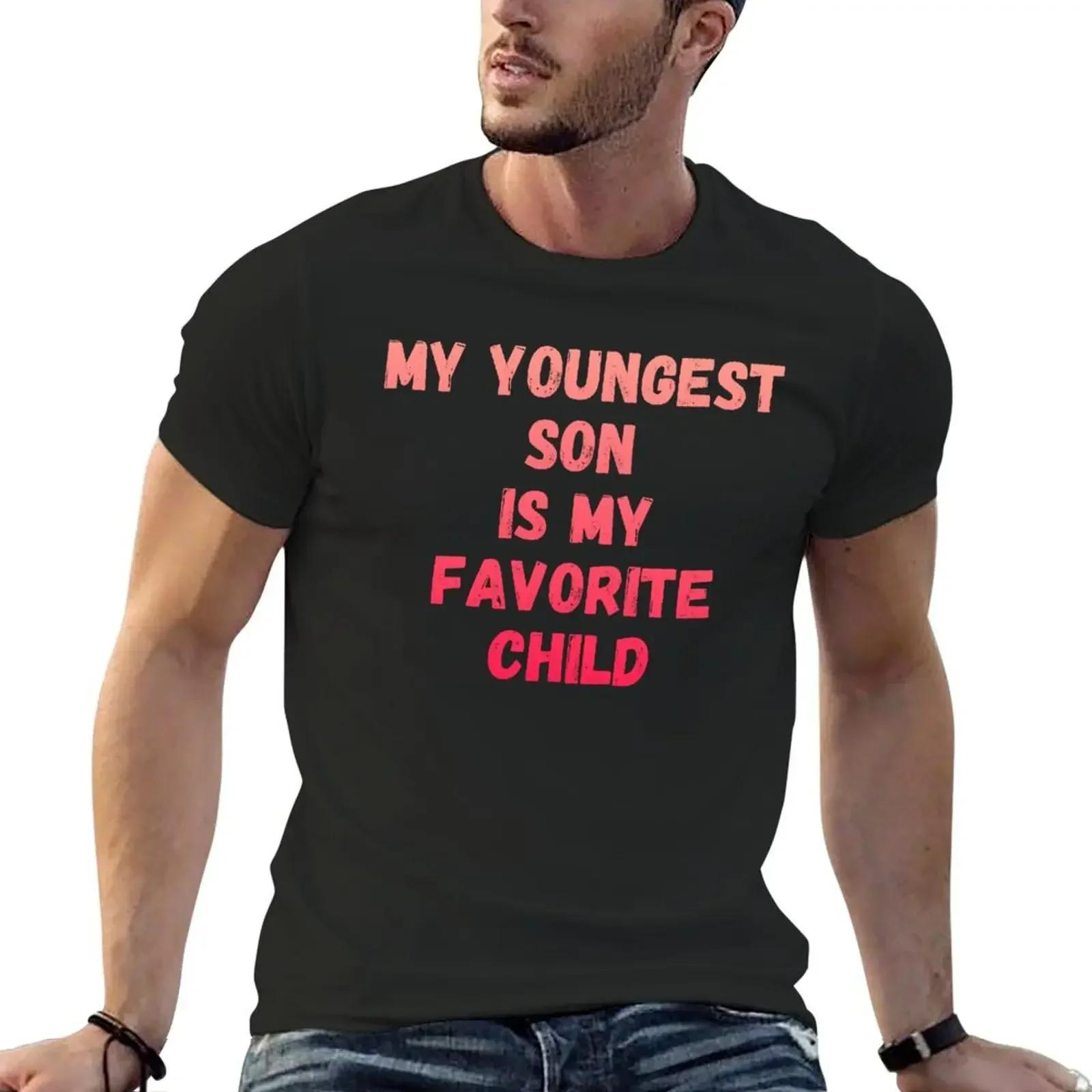 My Youngest Son Is My Favorite Child T-Shirt vintage clothes oversized graphic tee mens tall t shirts