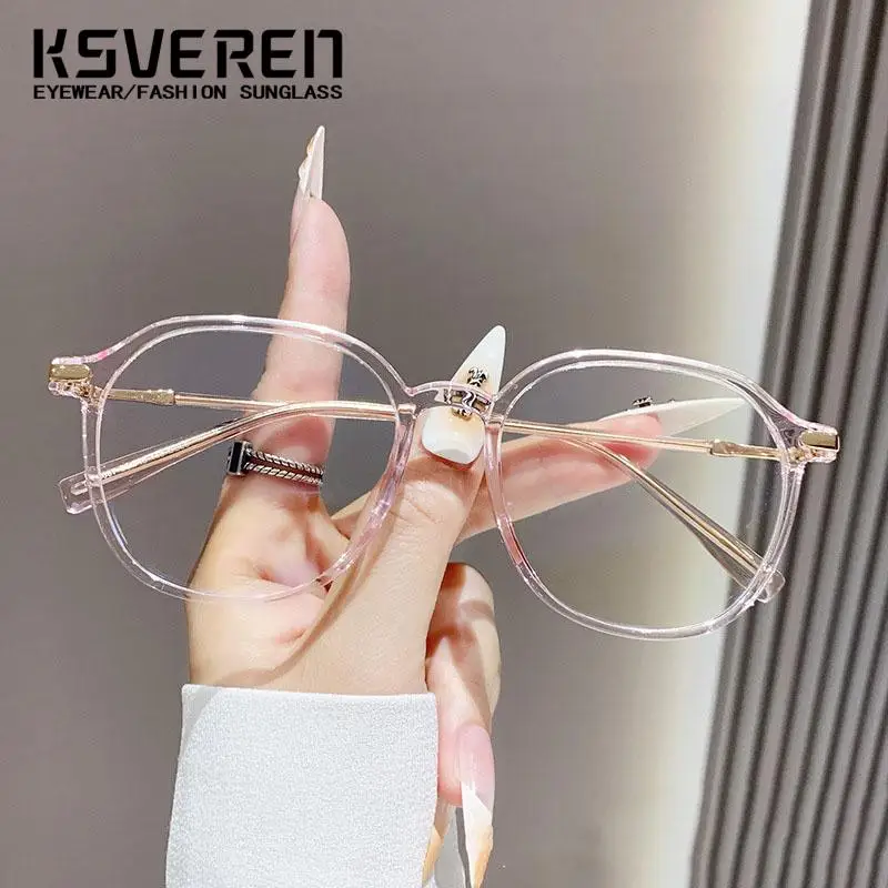 KSVEREN Vintage Round Anti Blue Light Reading Glasses Women Optical Eyewear Prescription Glasses Frame Presbyopic Glasses