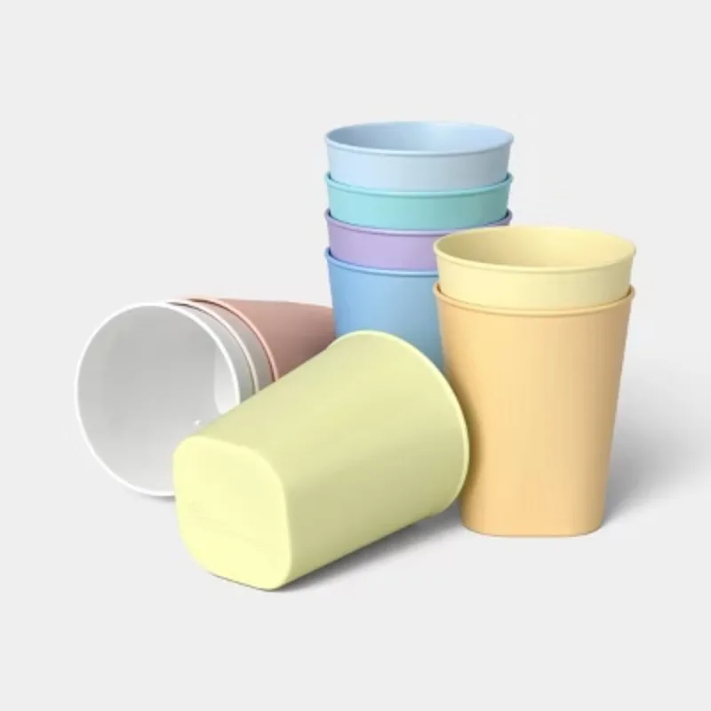 Paquete de 10 Vasos Apilables, Vasos de Plástico Reutilizables de Color Pastel para Fiestas y Uso Diario