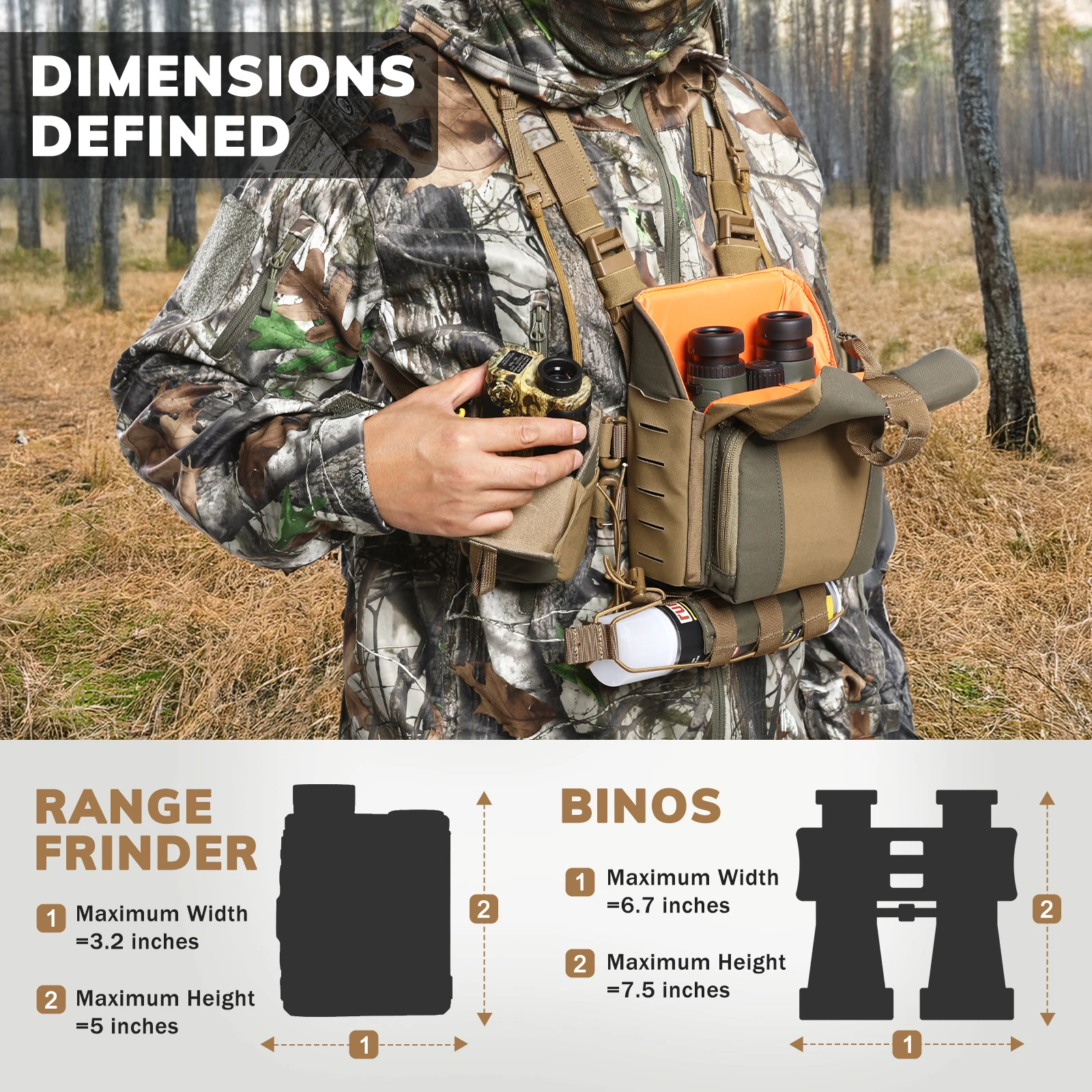 VOTAGOO Binocular Harness Case, Bino Chest Pack with Magnetic Closure and MOLLE System, Water-Repellent for Hunting Outdoor - view 4