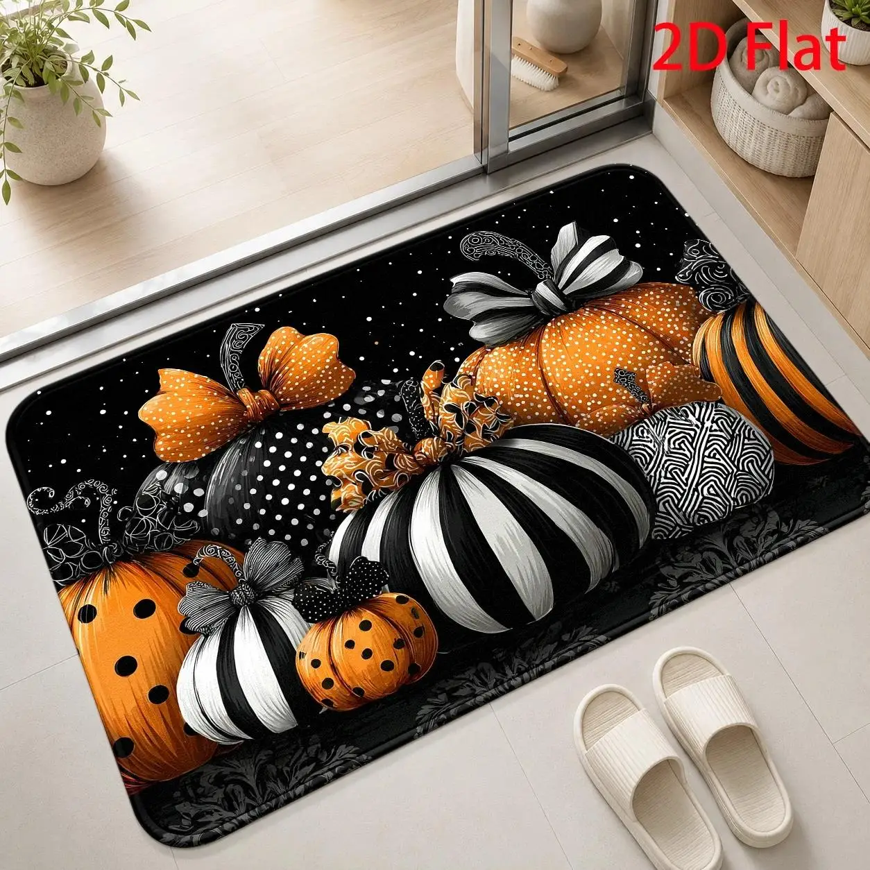 Fall Gnomes Doormat Cute Thanksgiving Pumpkin Sunflower Maple Leaf Welcome Mat Anti-Slip Entrance Rug Carpet for Front Door