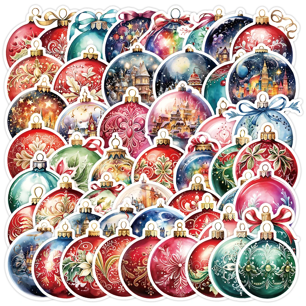 

50pcs Christmas Ball Waterproof Doodle Sticker Motorcycles Stickers, for Car Laptop Phone Case Luggage Water Bottle Cup