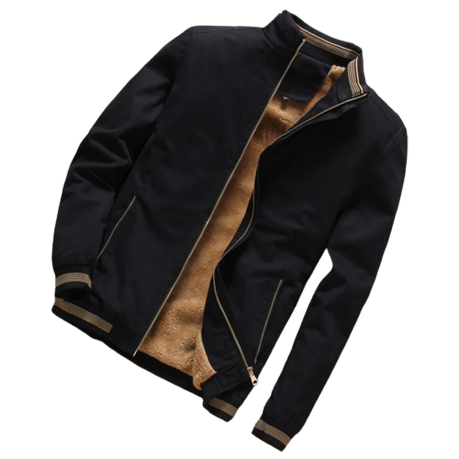 

Mens Classic Zip Front Fleece Jacket Soft Warm Windproof Coats with Pockets for Boyfriend Valentines Day Gifts