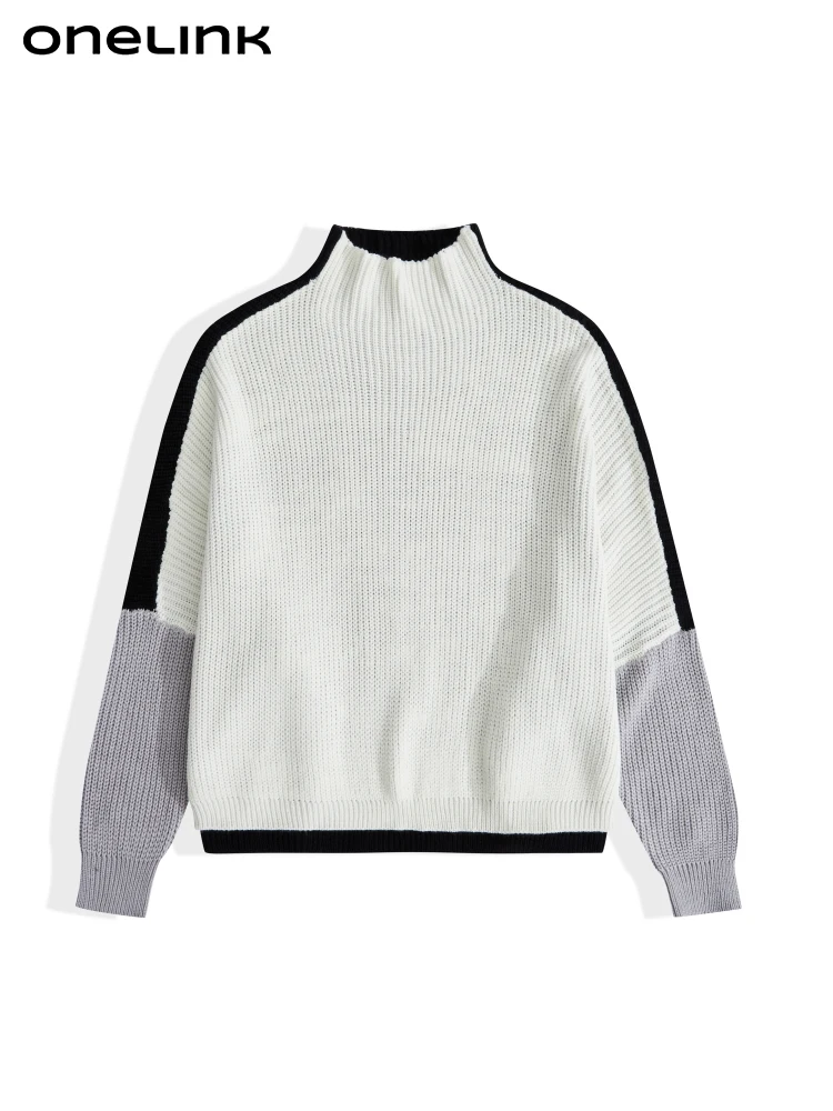 

ONELINK Mock Neck White Black Grey Plus Size Autumn Winter 2022 Pullover Women SweaterOffice Lady Oversize Woolen Clothing