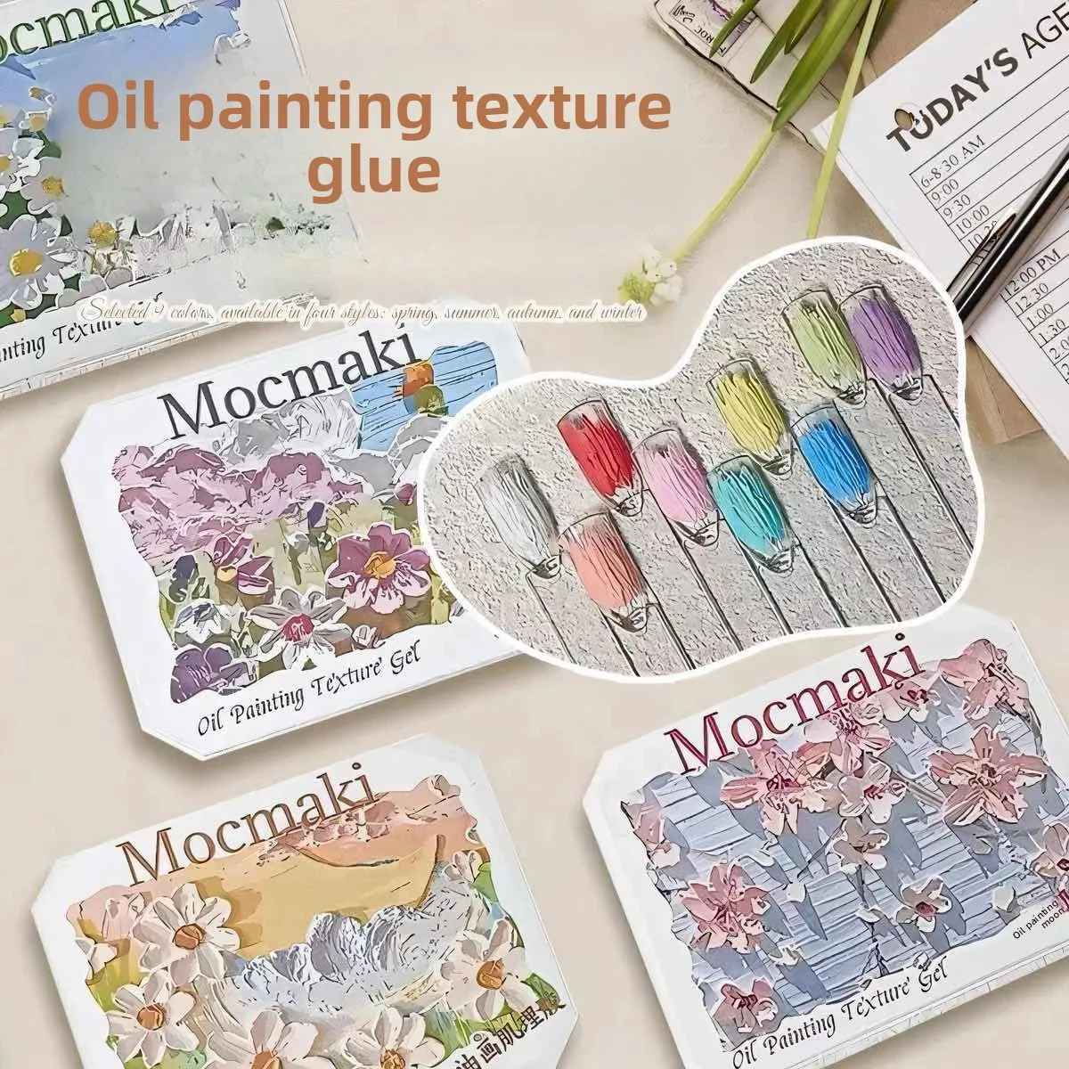9 Colors Oil Painting Texture Patting Gel No Wipe Nail Art Polish Gradient Pearlescent Shimmer UV LED Soak Off Gel Varnishes