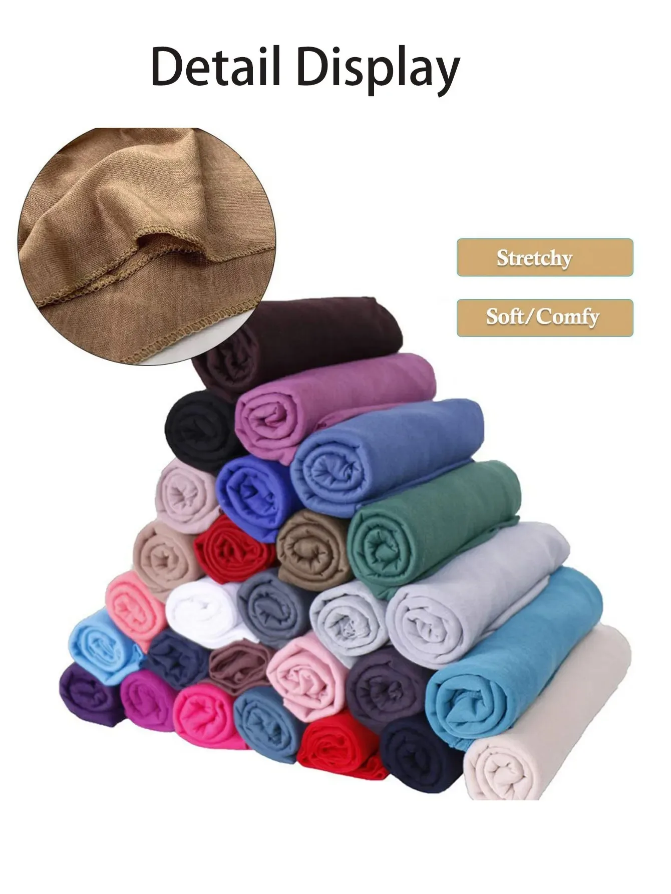 Elastic Knitted Headscarf Turban Elastic Headscarf Solid Color Super Soft Ultra Long Breathable Headband Women's Casual Breathab