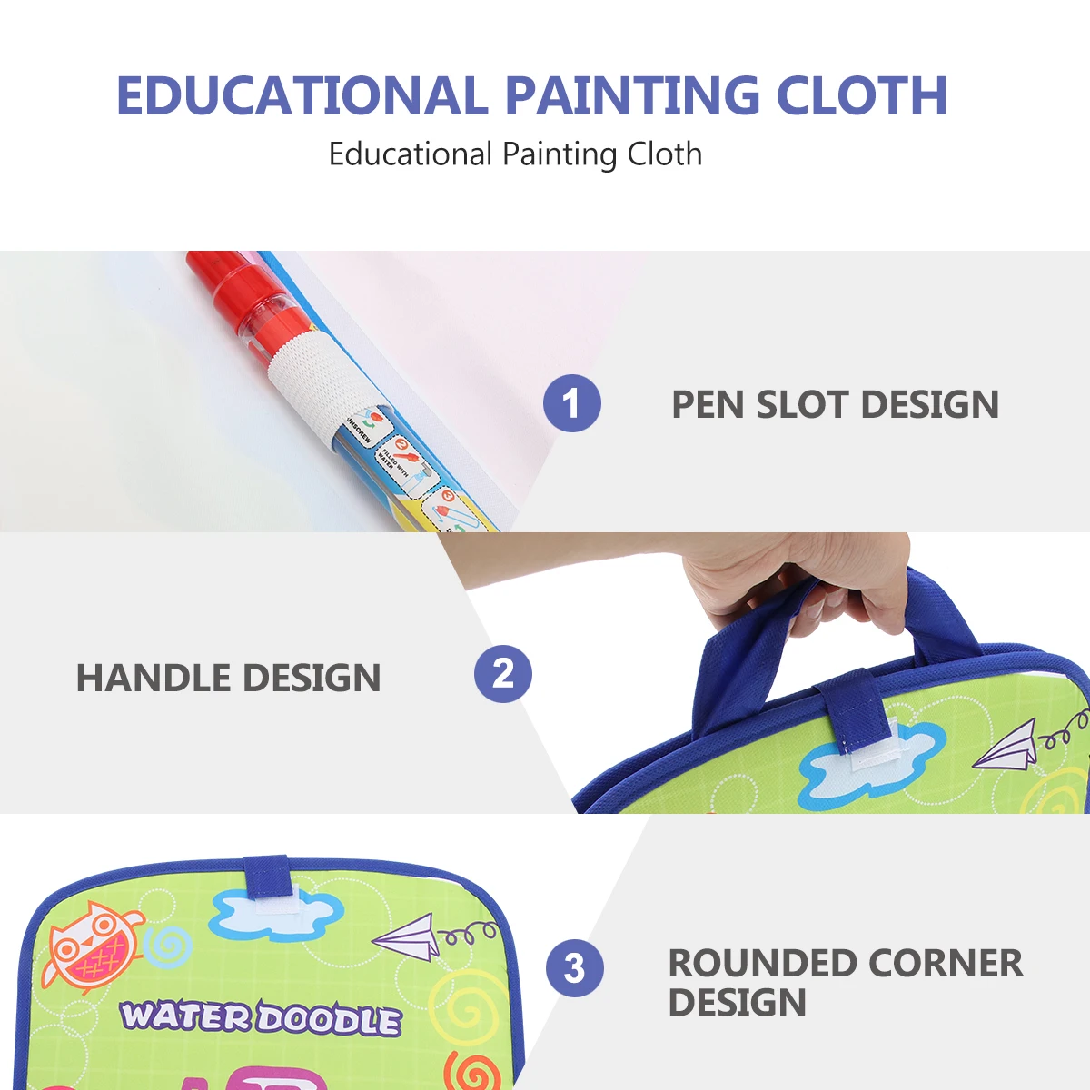 Water Canvas Graffiti Painting Board Portable Kids Drawing Cloth Writing Toy Educational Fun Interactive Family