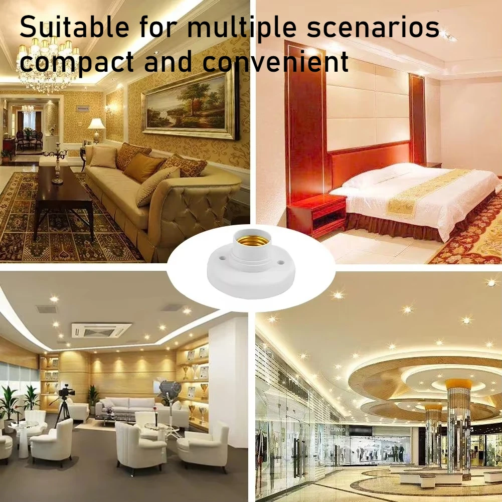 1-20PCS 220V E27 Screw Lamp Stand Light Bulb Socket Holder Adapter Base Cap Socket White Ceiling Light Lamp Bulb Fixing Base image 2