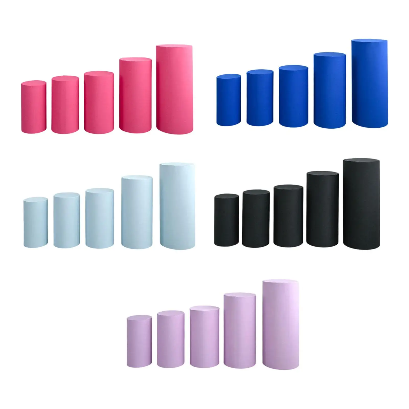 5 Pieces Cylinder Plinth Covers Party Favors Cylinder Dessert Pedestal Covers for Holidays Banquet Events Engagement Wedding