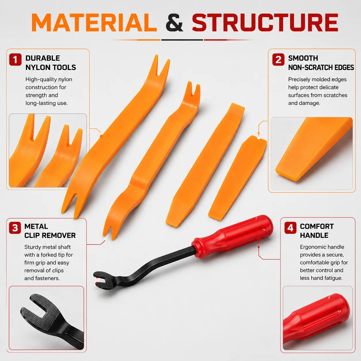 PINMOAP 5PCS Car Fastener Removal Tool Auto Clip Puller Pry Tool Durable Trim Remover For Motorcycle Door Panel Interior Repair
