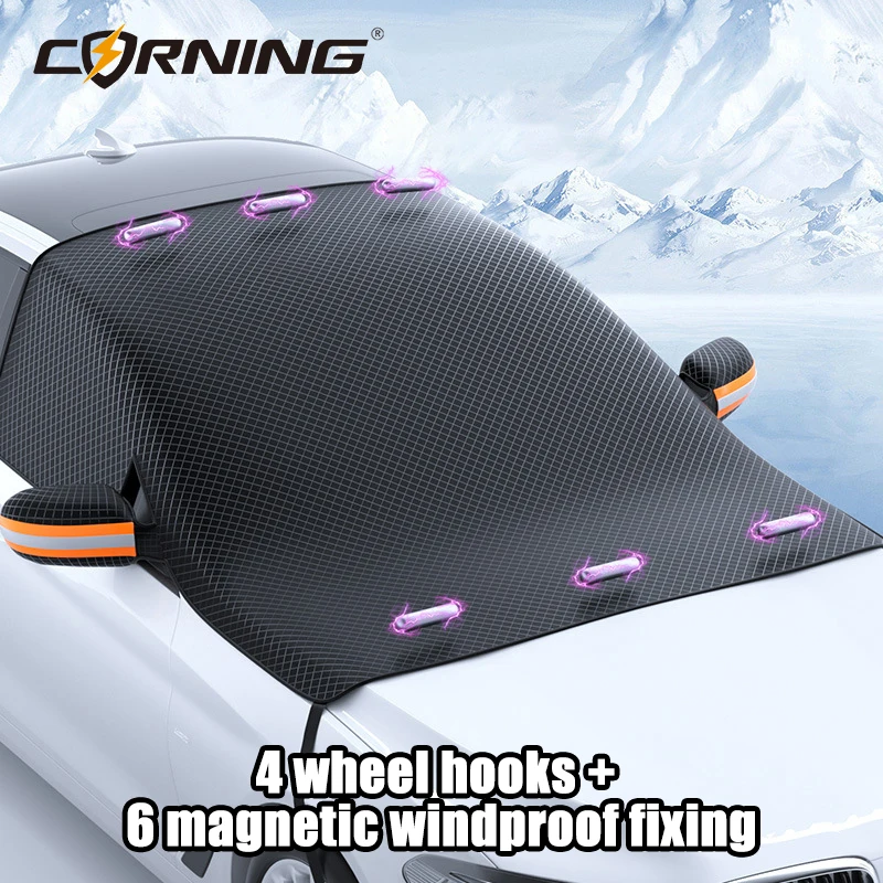 

Universal Magnetic Car Windshield Sun Shade Summer UV Protection Heat Insulation Cover with Reflective Strips for Sedan SUV