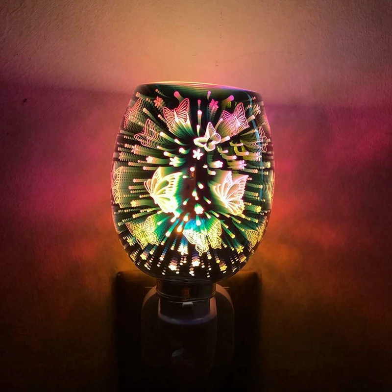 ที่อุ่นขี้ผึ้งที่จุดเทียนหอมเครื่องพ่นอโรมาแบบปลั๊กไฟฟ้า LED