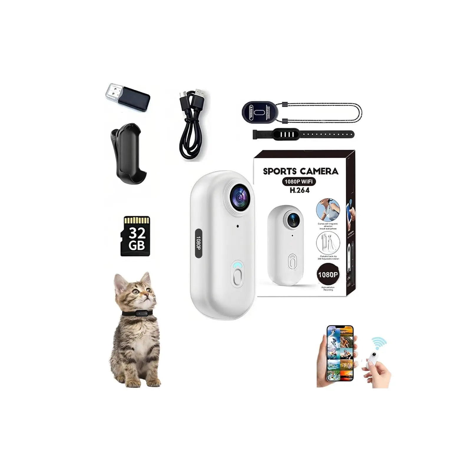 

Mini Body HD Action Camera,Motorcycle Camera,Thumb Size Wearable Sports Cameras,POV Capture Hand Free Helmet Cameras, for Cyclin