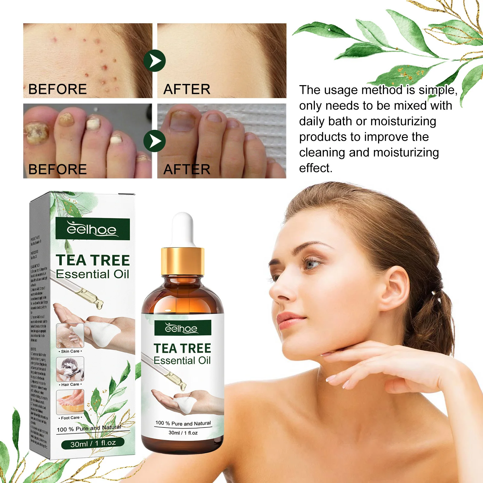 

Tea Tree Massage Essential Oil Repairing Hair Moisturizing Facial Skin Moisturizing Skin essence Free shipping、skin care