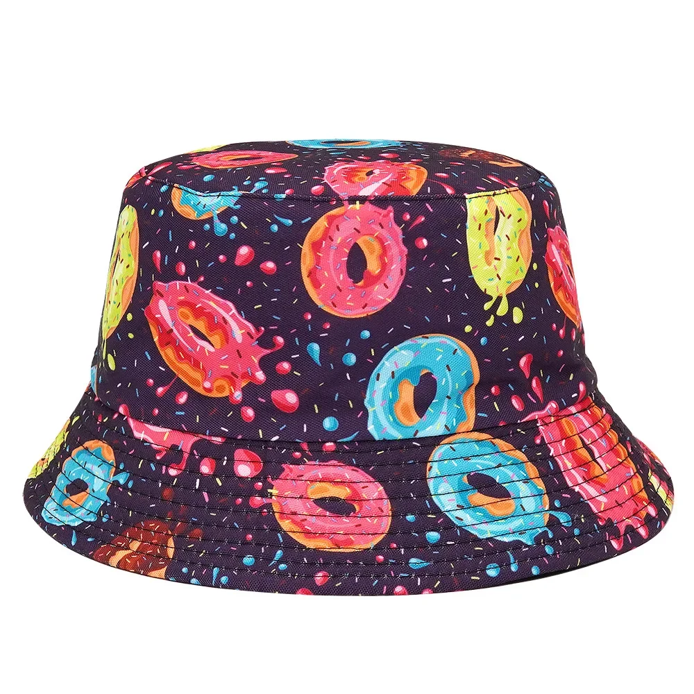 2024 Printed Graffiti Bucket Hats for Women Men Fashion Spring Summer Panama Caps Black Cotton Fisherman\'s Hat