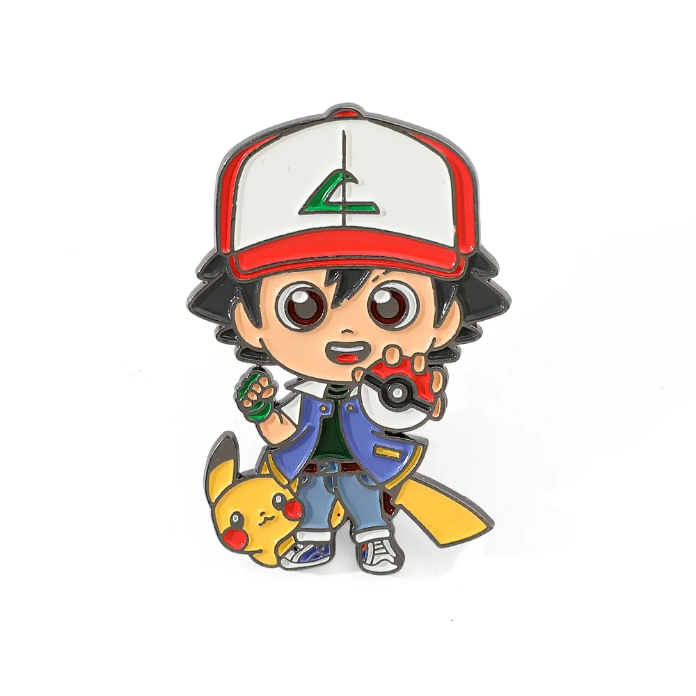 Niedliche Cartoon-Kreativitätsbrosche Ash Ketchum Pikachu Partner Anstecknadel Emaille-Pin Dekoration Rucksack-Abzeichen Accessoires Schmuck Geschenke