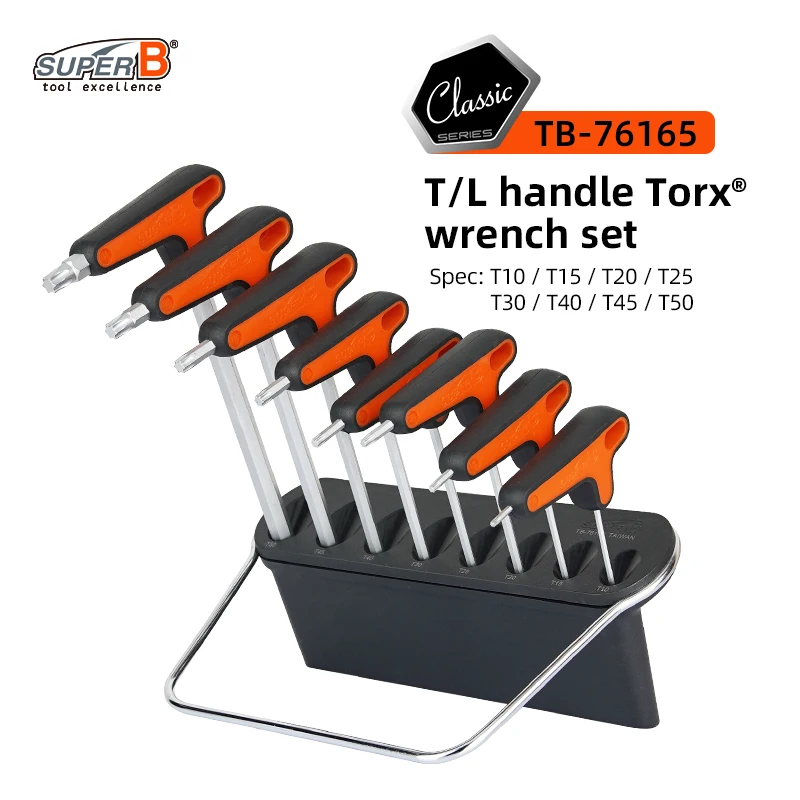 

SUPER B 8 шт. Набор звездообразных ключей Torx, набор T/L, ручка T10/T15/T20/T25/T30/T40/T45/T50, двухсторонний гаечный ключ Torx типа L, инструменты для ремонта велосипеда