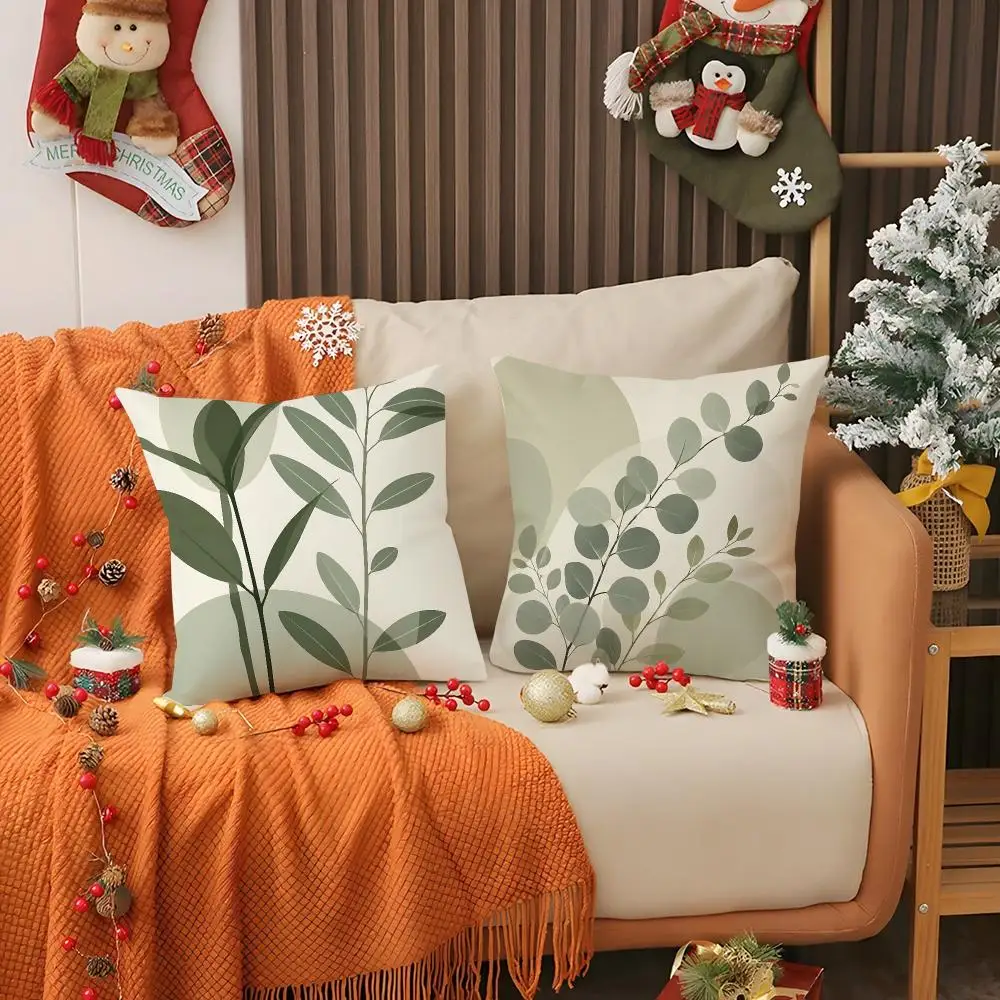 Minimal Eucalyptus Collection Cushion Cover Double-Sided Printed Bedroom Bedside Pillow Sofa Cushion Cover