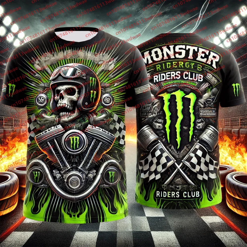 Camiseta de verano Monster Energy para hombre, camiseta de motociclista con calavera, camiseta de secado rápido con diseño de motocicleta, camisetas de manga corta para chico