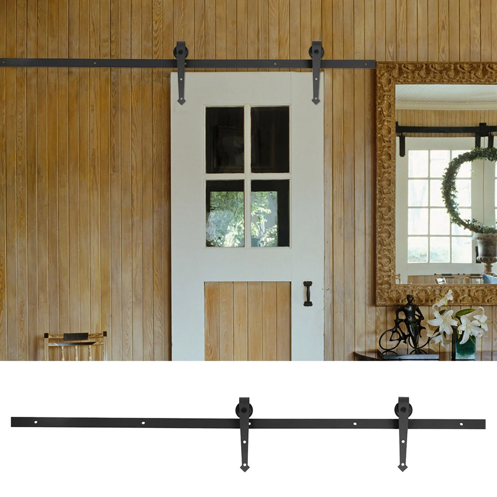 6FT Sliding Barn Door Hardware Roller Track Rail Kit Set for Closet Cabinet