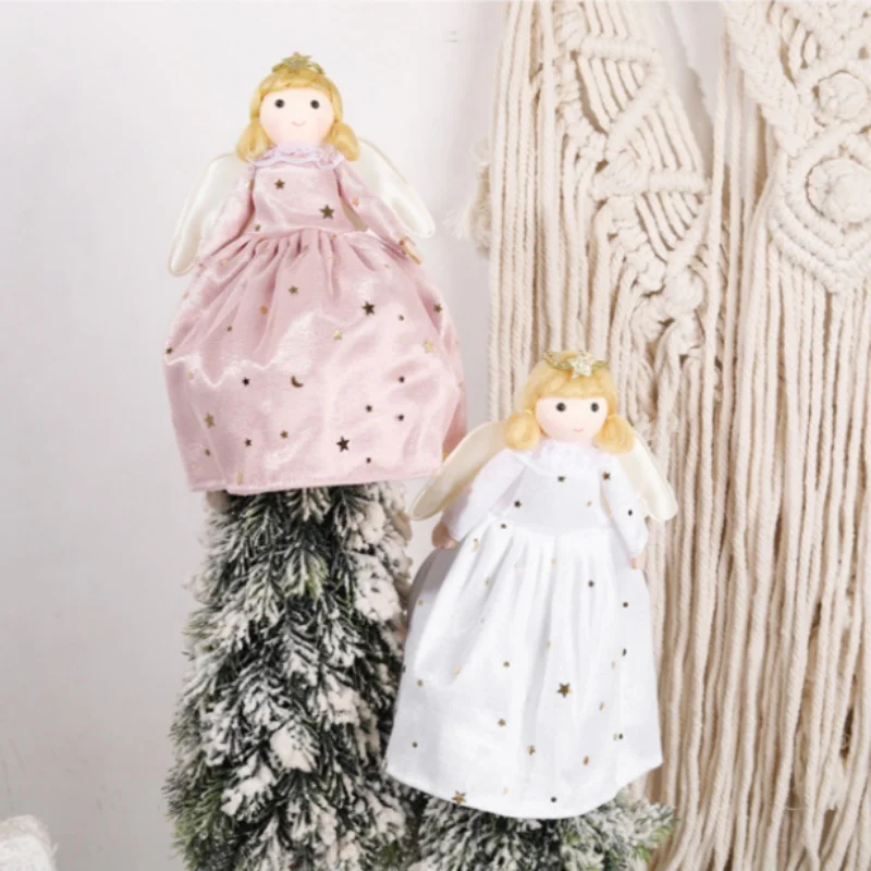 

1Pcs Christmas Angel Ornament New Christmas Tree Top Star Christmas Tree Decoration Hanging Small Pendant White Pink