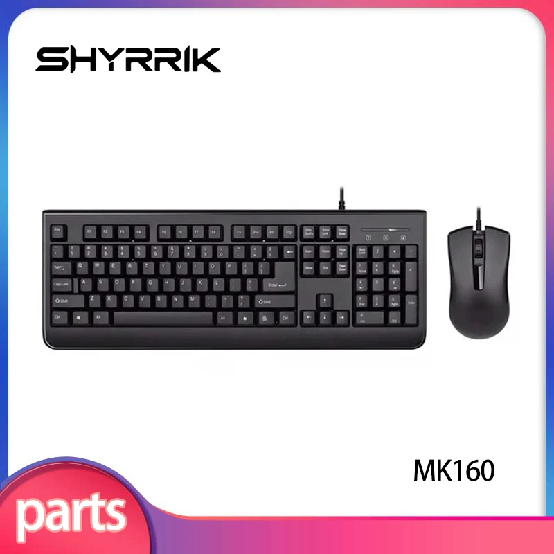 

Shyrrik 104 Keycaps USB Wired Mouse and Keyboard Set / Standard Kit for PC Laptop Home Office
