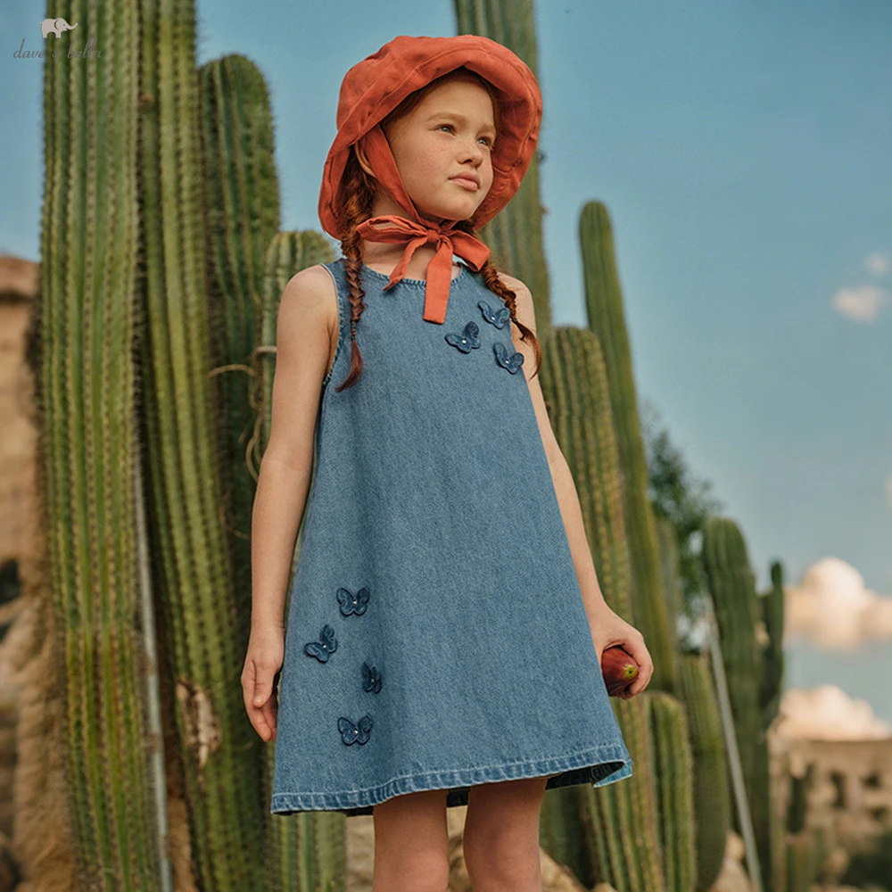 Dave Bella Girls Summer Princess Jeans Dresses Children Sleeveless Vest Party Dress Sweet Outdoor Clothes DK2262326