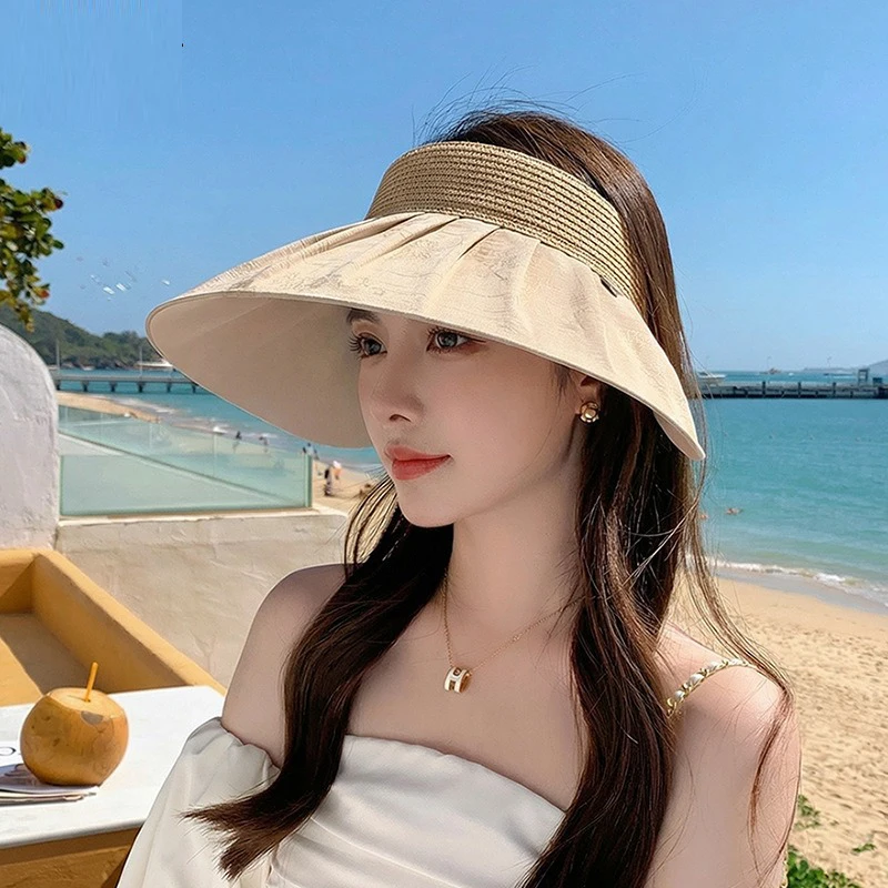 

Fashion multi-purpose flat-top hat for summer outdoor wide-brimmed sun protection hat for outings and vacations