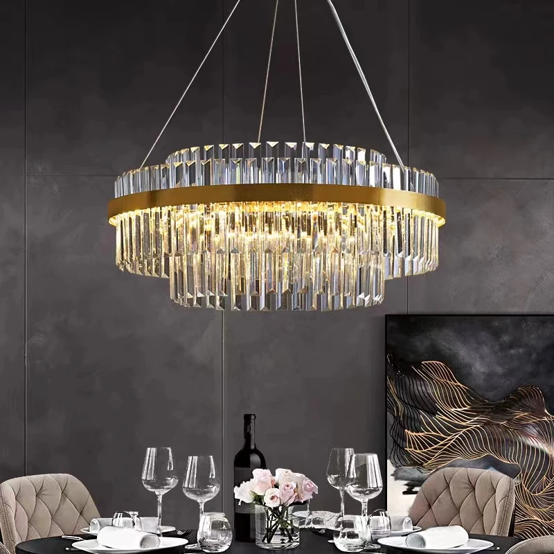 

Ceiling Chandelier Luxury Indoor Decorations Dining Living Room Crystal Pendant Lighs Dimmable Golden Lighting Fixtures