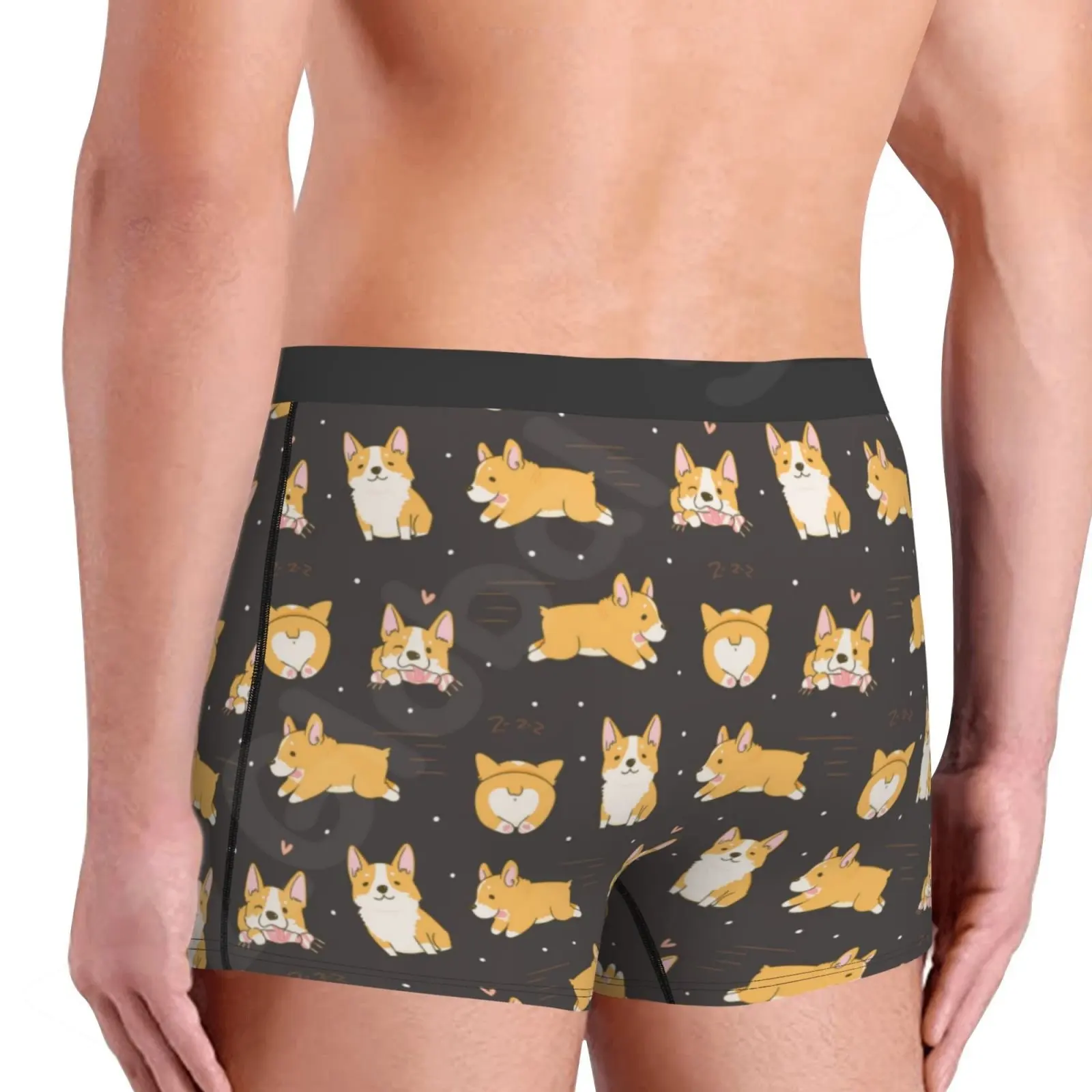 Funny Kawaii Corgi Animal Men\'s Panties Underpants Boxers Underwear Male Boxer Shorts Breathable Underpants for Homme