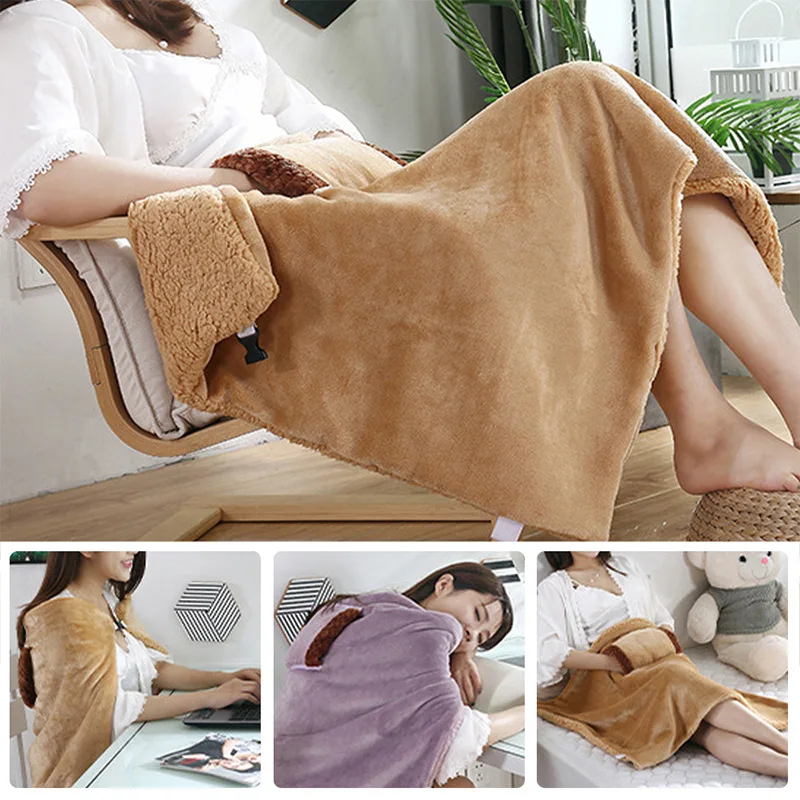 USB Electric Blanket Hand Knee Feet Lap Legs Warmer Soft Heating Blanket Shawl Heater Carpet Winter Heated Blanket 80x60cm