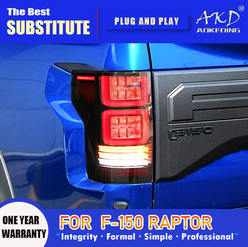 AKD Tail Lamp for  Ford F-150 Raptor LED Tail Light 2014-2020 F150 Rear Fog Brake Turn Signal Automotive Accessories