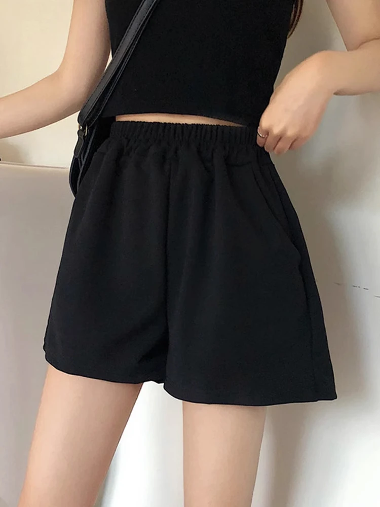 

2024 Large Size Summer Running Shorts for Woman Casual Jogging Sport Short Pant Solid Color Loose Gym Sports Shorts L38