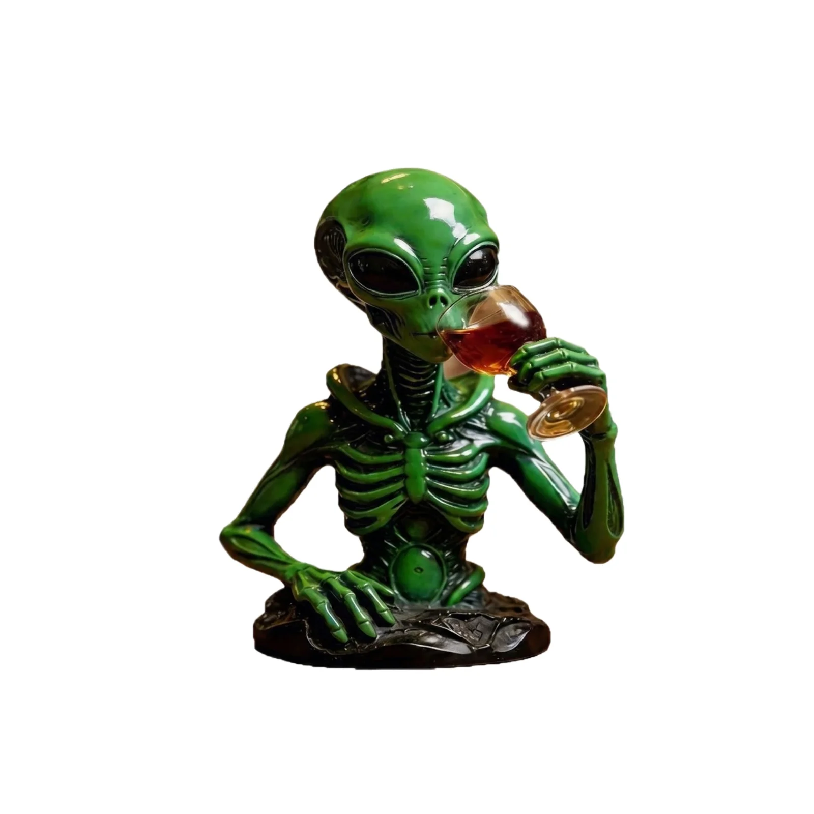Unique Alien Beer Drinking Resin Figurine Funny Alien Statue Novelty Desktop Decoration Creative Gift